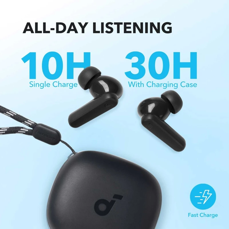 هدفون بلوتوثی انکر مدل SoundCore R50i A3949 بدون قابلیت نویز کنسلینگ، درگاه شارژ USB Type-C، دارای فناوری AI-Enhanced Calls برای کاهش نویز و بهبود مکالمات، مقاوم در برابر رطوبت و عرق - مستر کوالیتی باطری بزرگ