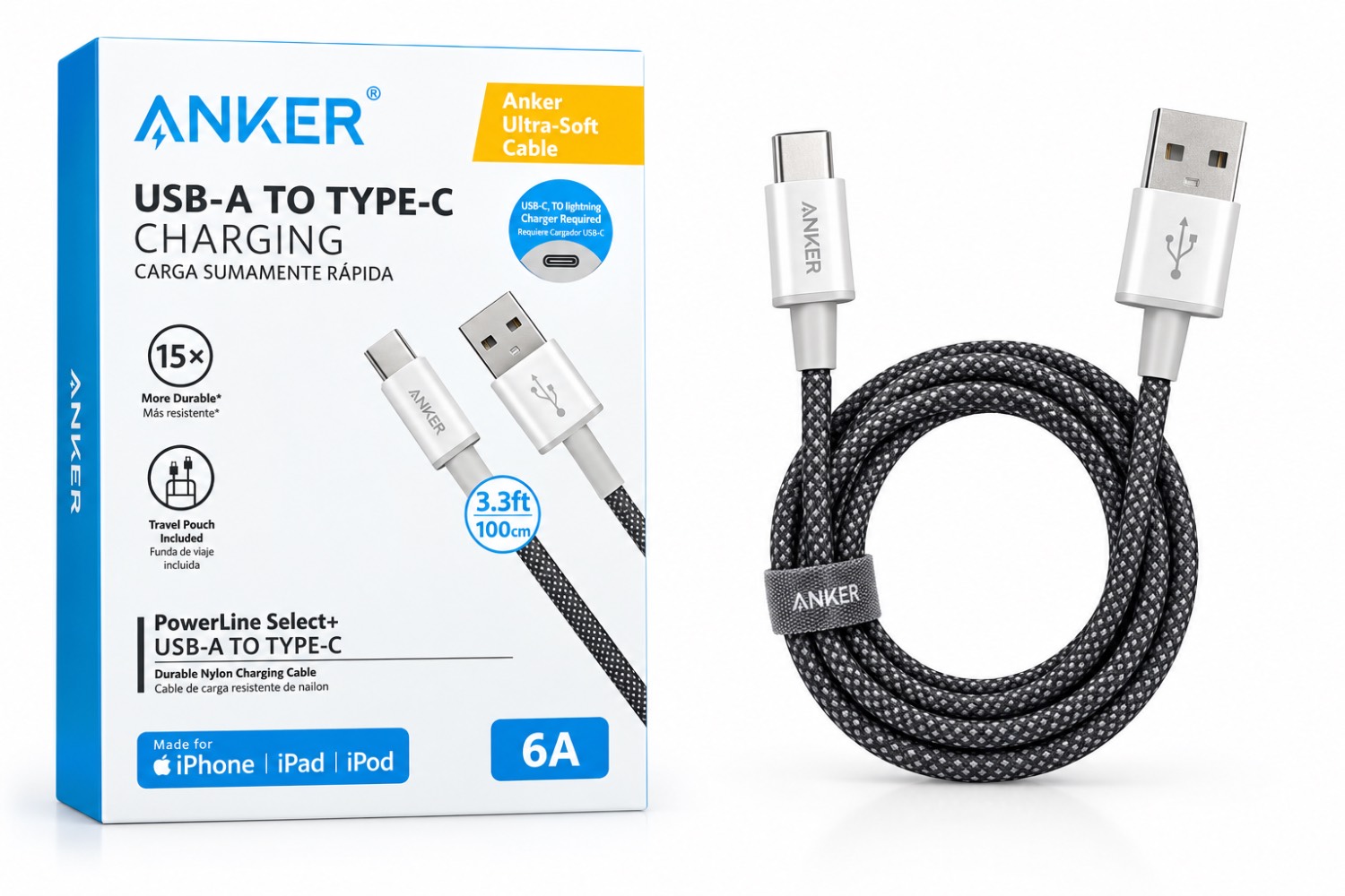 کابل شارژ Anker PowerLine Select+ USB-A to Type-C